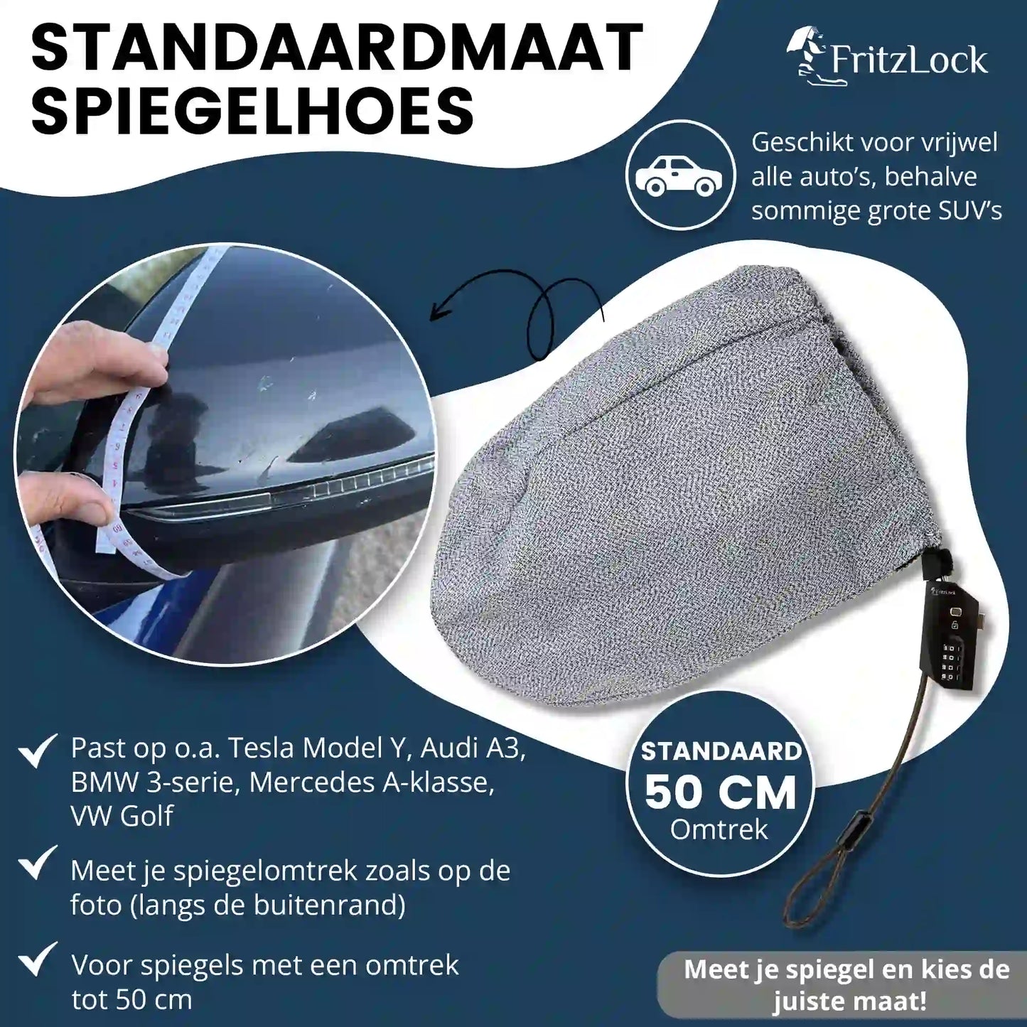 FritzLock Spiegelhoes – Snijbestendig met Cijferslot (Set van 2)