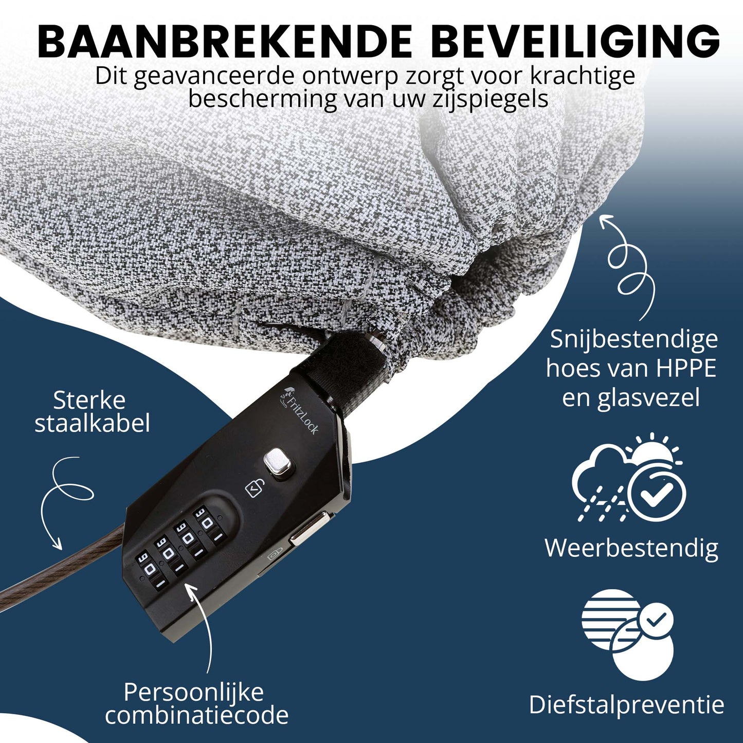 FritzLock Spiegelhoes XL – Diefstalbescherming voor grote SUV-spiegels (Set van 2)
